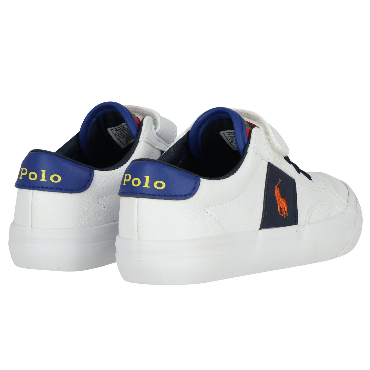Younger Boys White Logo Trainers, 1, hi-res