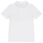 Boys White Logo Polo Shirt, 1, hi-res
