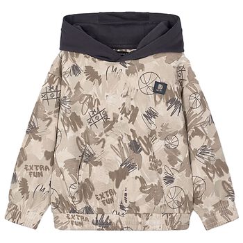 Boys Beige Hooded Top