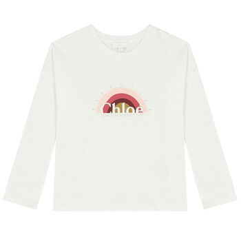 Girls Ivory Logo Long Sleeve Top