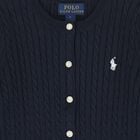 Girls Navy Blue Cable Knit Cardigan, 1, hi-res
