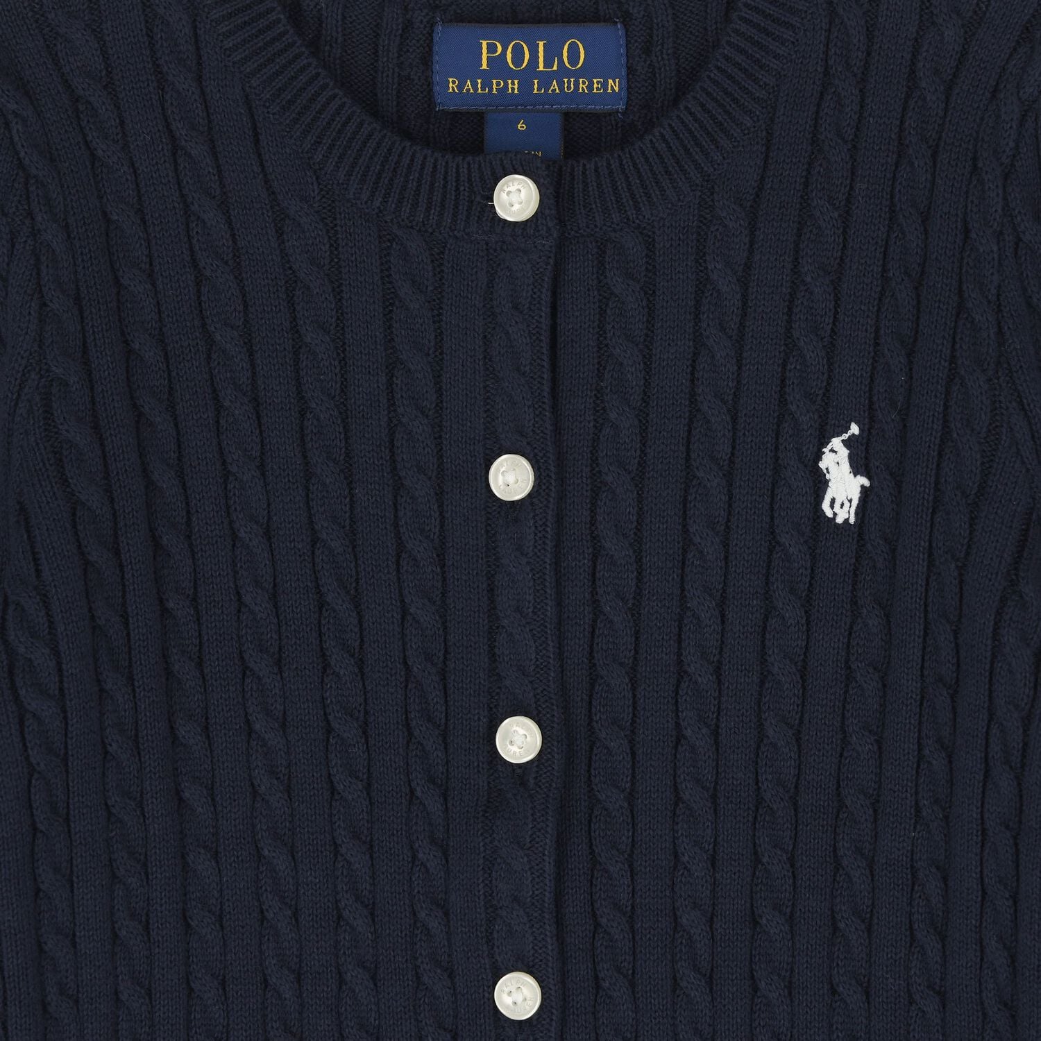 Girls Navy Blue Cable Knit Cardigan, 1, hi-res