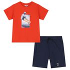 Boys Red & Navy Blue Shorts Set, 3, hi-res