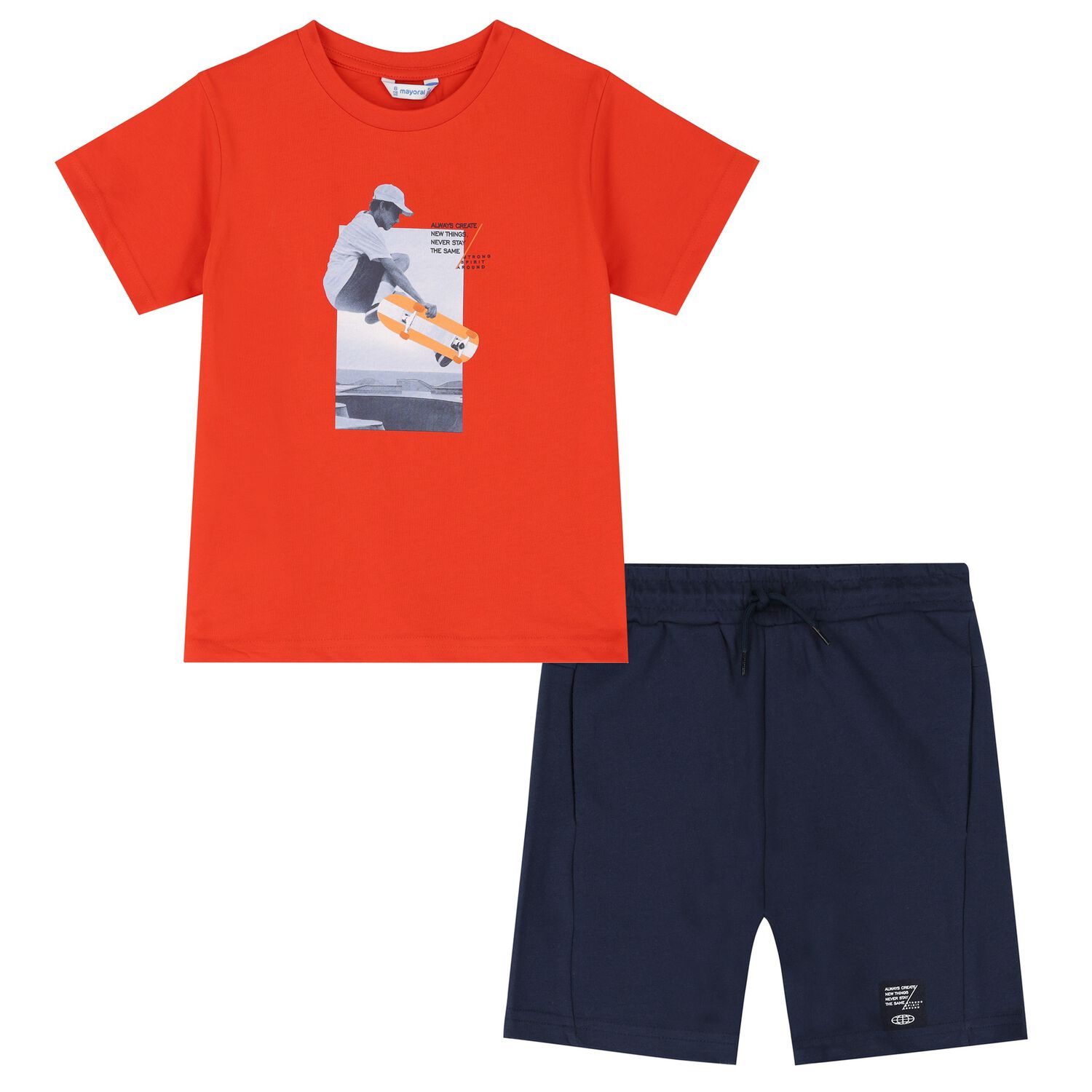 Boys Red & Navy Blue Shorts Set, 3, hi-res image number null