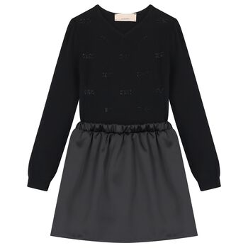 Girls Black Logo Dress