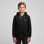 Boys Black Logo Hooded Zip Up Top, 1, hi-res