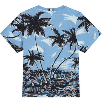 Younger Boys Blue Palm Tree T-Shirt
