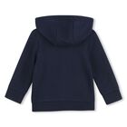 Younger Boys Navy Blue Logo Hooded Zip Up Top, 1, hi-res