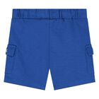 Younger Boys Blue Logo Striped Shorts Set, 1, hi-res