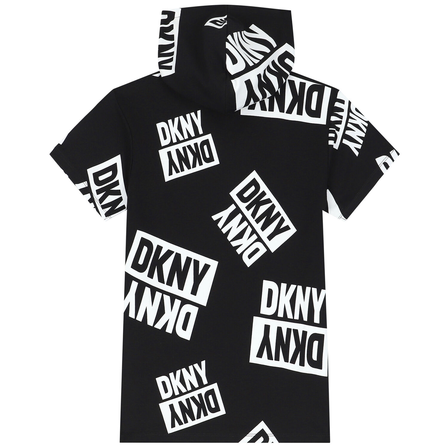 Girls Black Logo Hooded Dress, 1, hi-res image number null