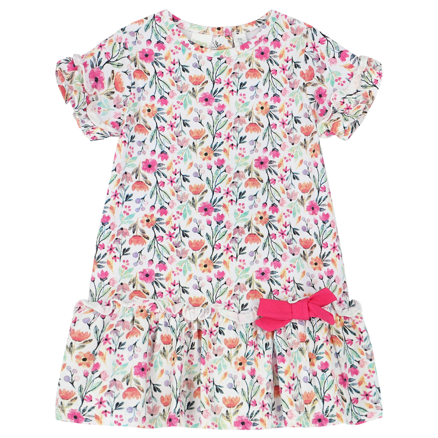 Baby Girls White Floral Dress, 1, hi-res