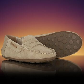 Boys Beige Suede & Leather Loafers