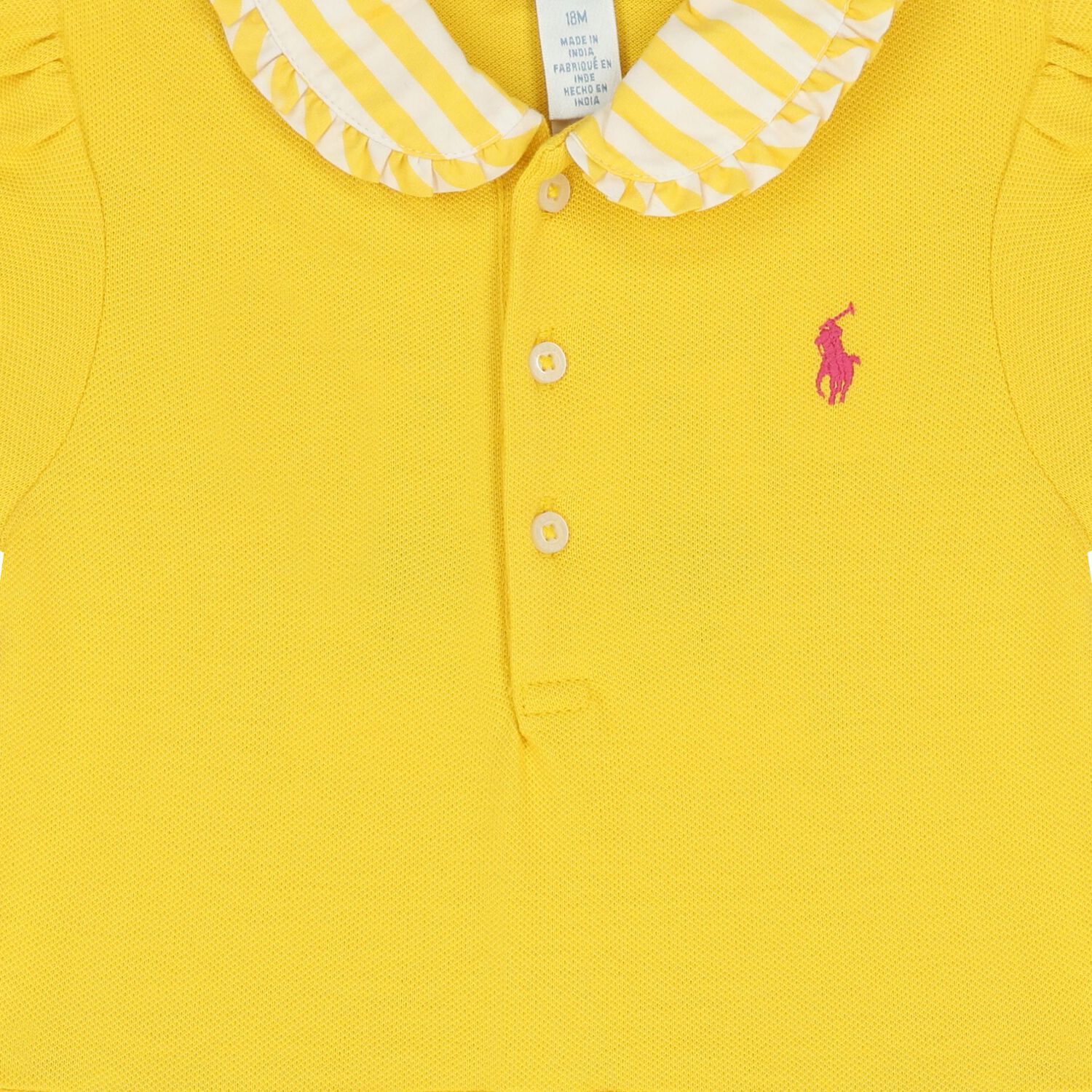 Baby Girls Yellow Logo Romper, 1, hi-res