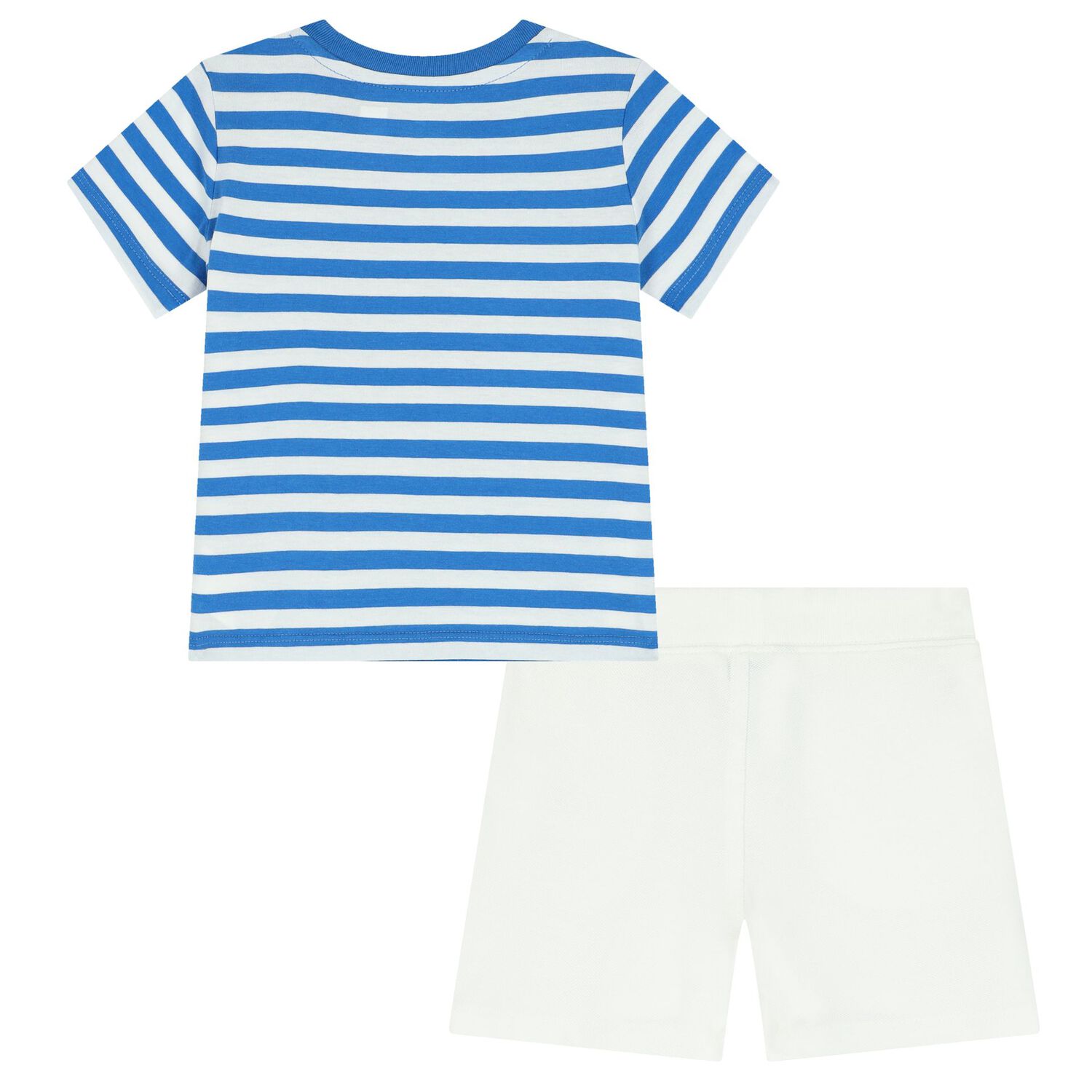 Baby Boys White & Blue Polo Bear Shorts Set, 1, hi-res
