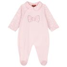 Baby Girls Pink Bow Logo Babygrow Set, 1, hi-res