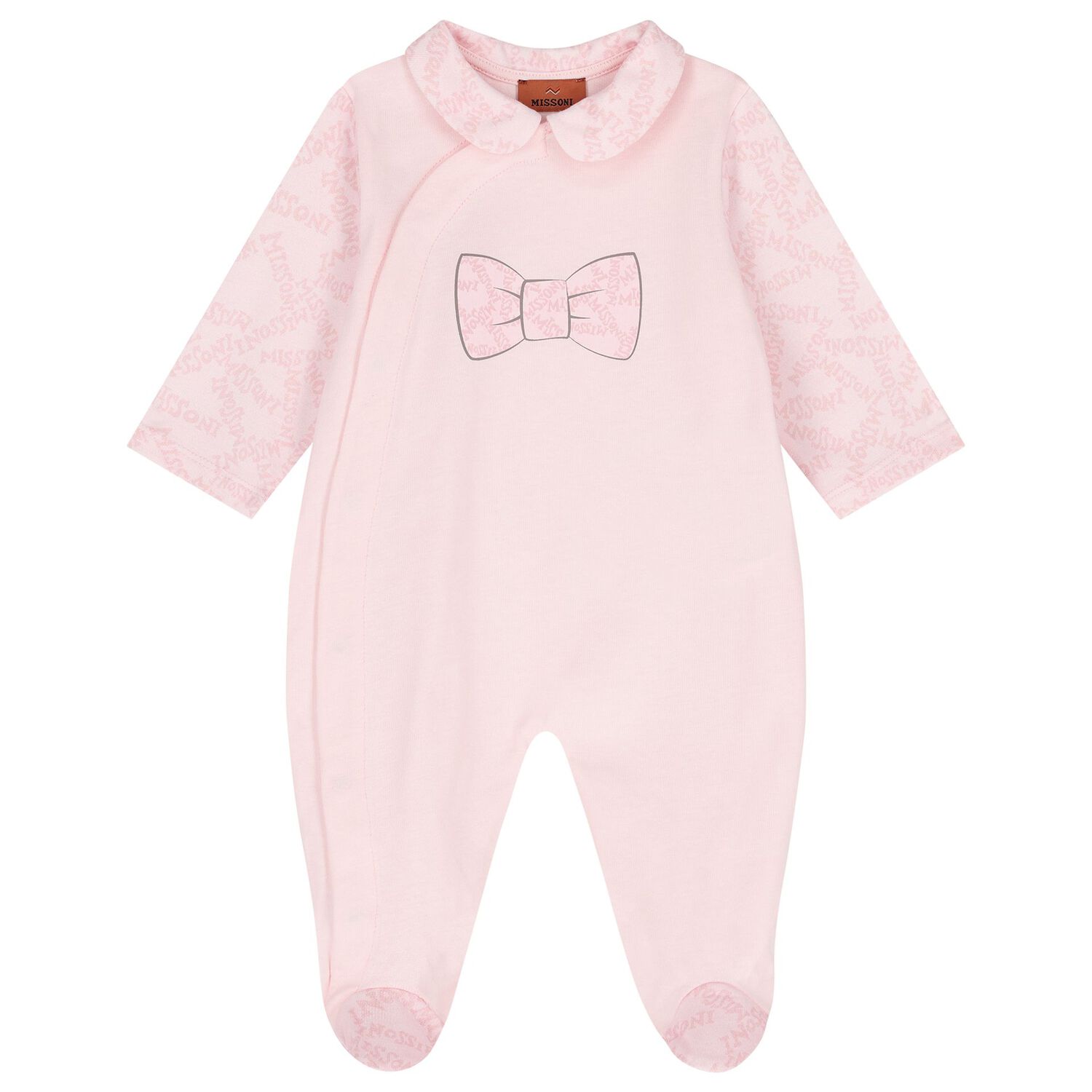 Baby Girls Pink Bow Logo Babygrow Set, 1, hi-res