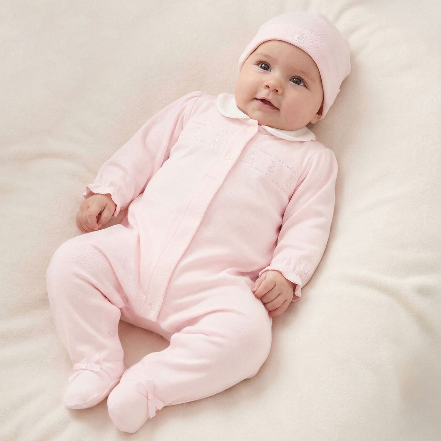 Baby Girls Pink Bunny Babygrow Set, 1, hi-res