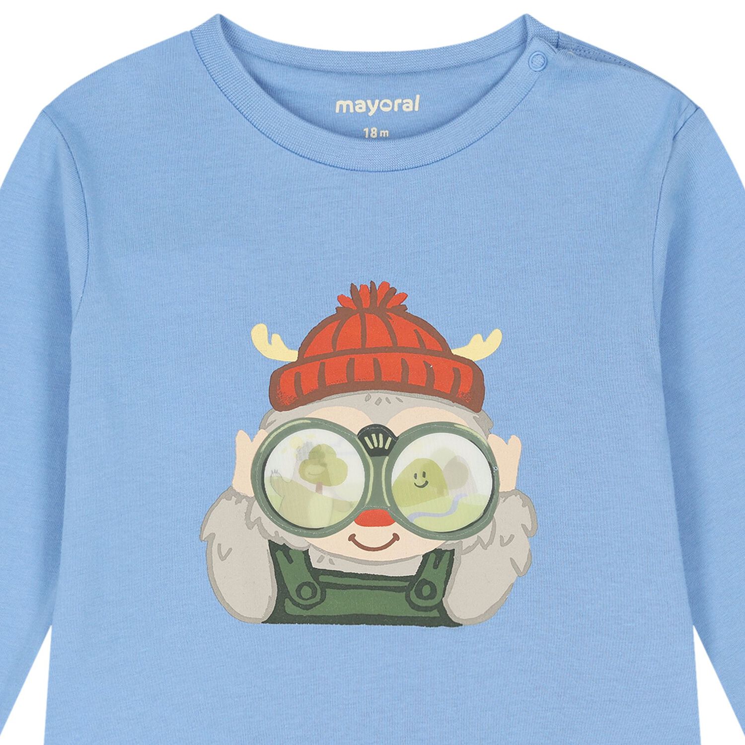 توب أولاد باكمام بشعار عدسي باللون الأزرق, 1, hi-res