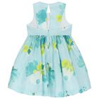 Girls Green Floral Dress, 3, hi-res