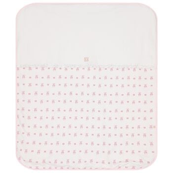 Baby Girls White & Pink Logo Blanket
