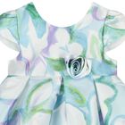 فستان باللون الأبيض و الأخضر مزهر للفتيات , 1, hi-res