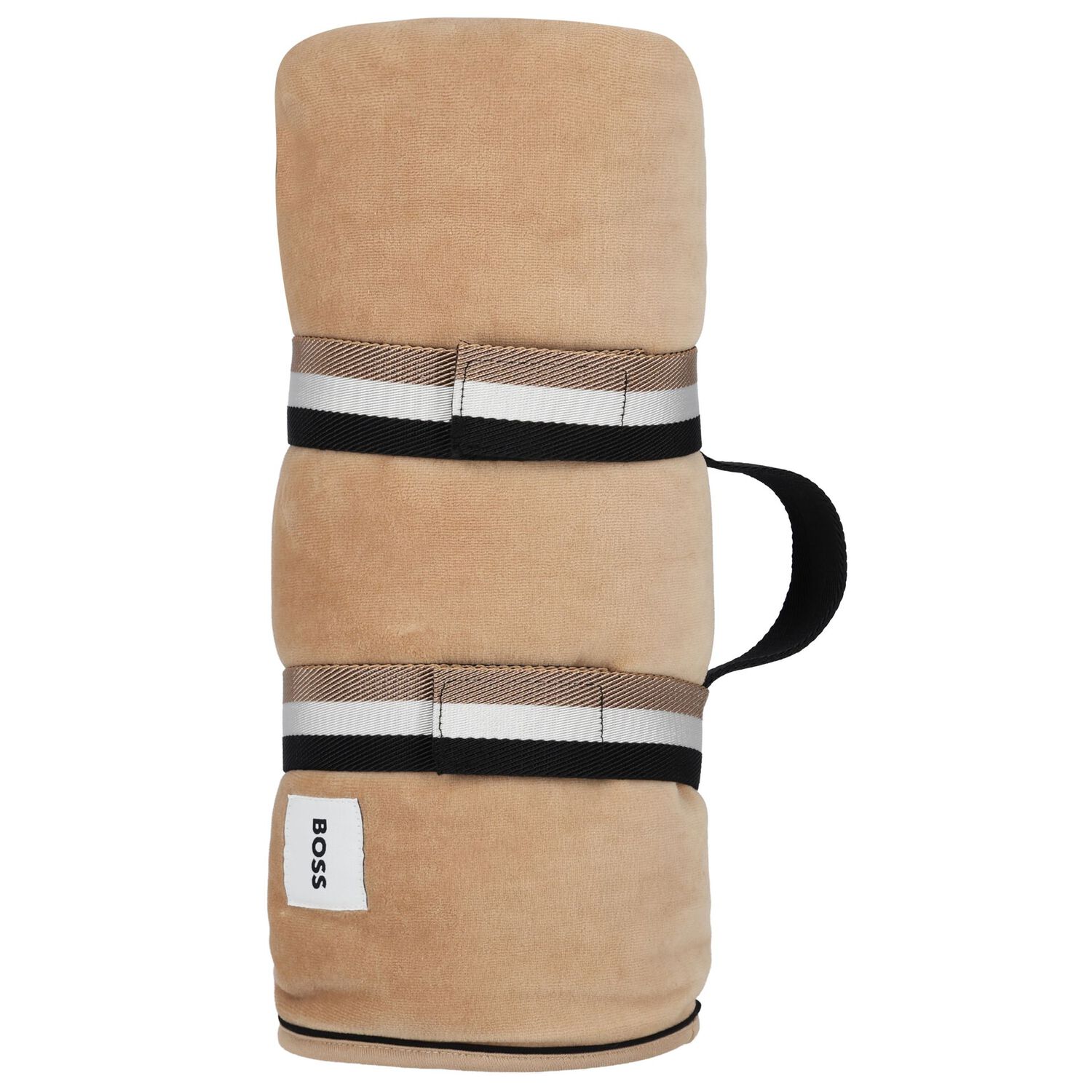 بطانيه مبطنه بالشعار باللون الابيض والبيج , 1, hi-res