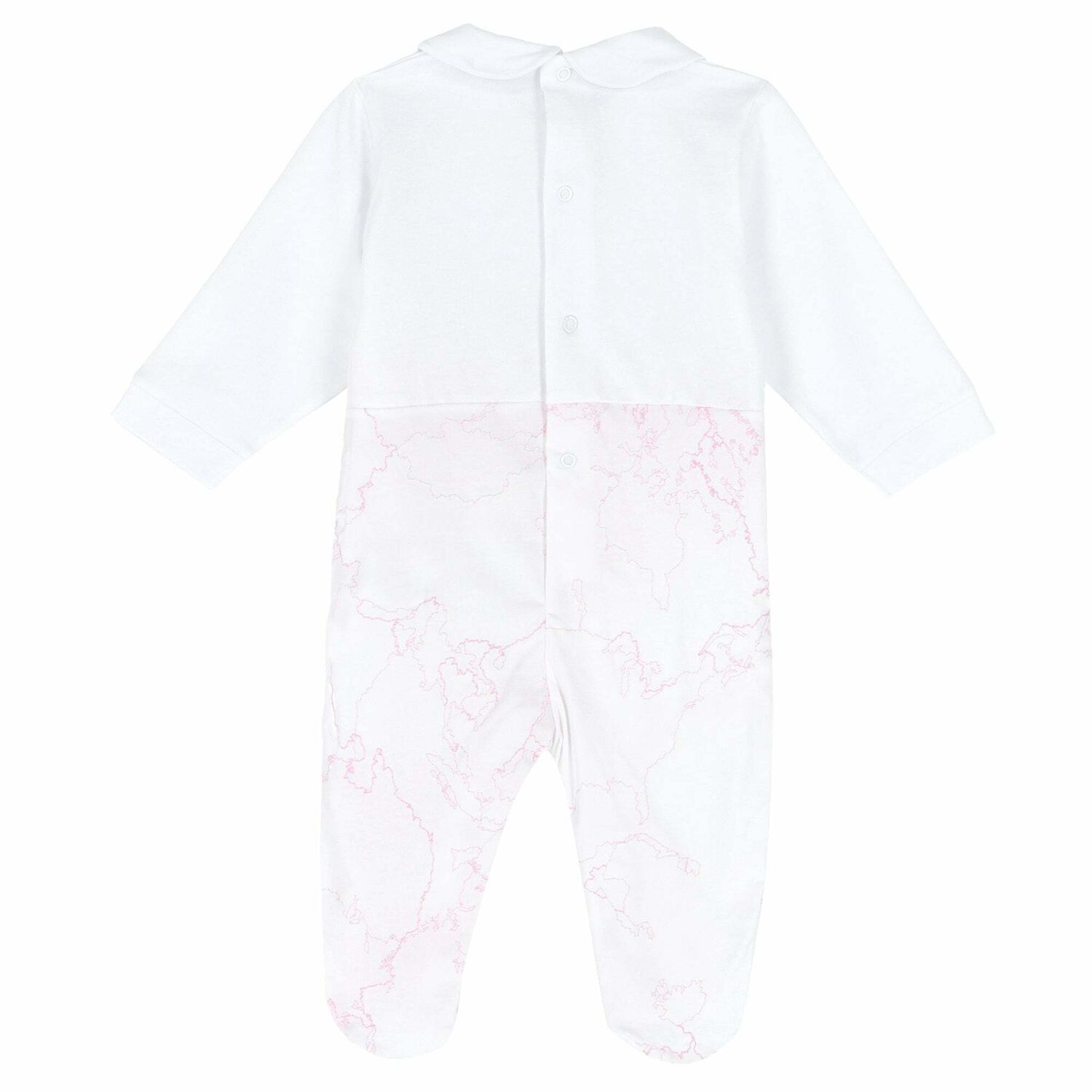 Girls White & Pink Geo Map Babygrow, 1, hi-res image number null