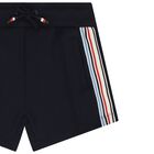 Boys Navy Blue Logo Shorts, 1, hi-res