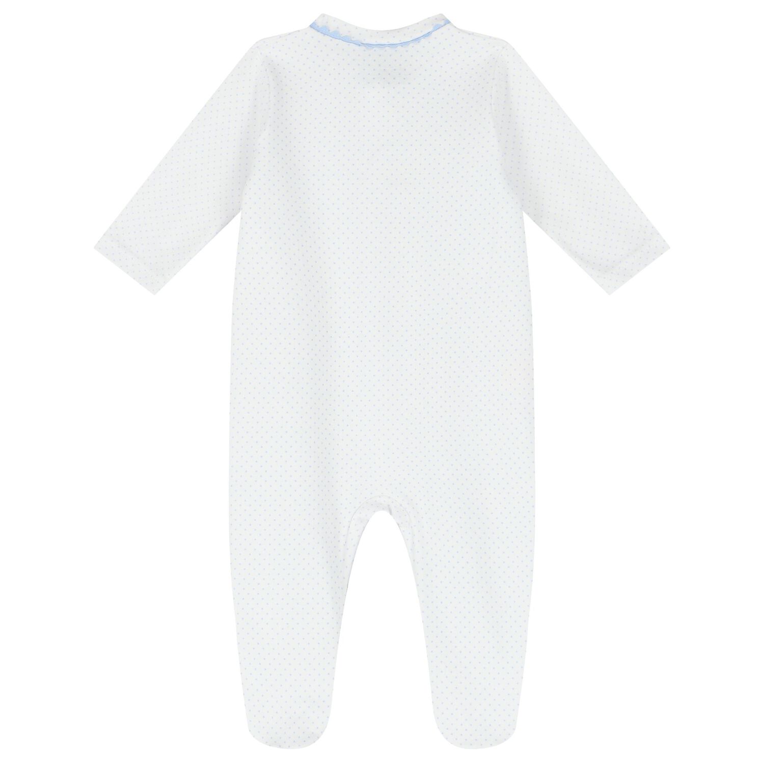Baby Boys White & Blue Dots Babygrow, 2, hi-res image number null