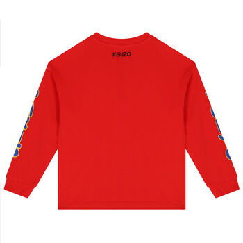 Boys Red Logo & Frog Long Sleeve Top