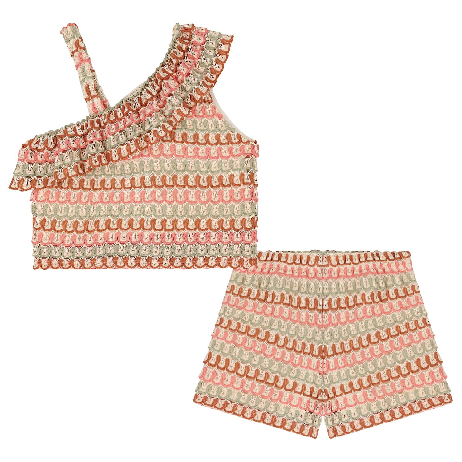Girls Multi-Coloured Knitted Shorts Set, 3, hi-res
