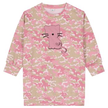 Girls Pink Camouflage Sweatshirt Dress