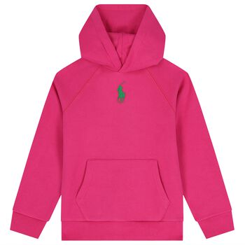 Girls Pink Logo Hooded Top