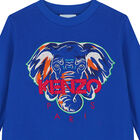 Girls Blue Elephant Logo Sweatshirt Dress, 1, hi-res