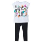 Girls White & Black Leggings Set, 3, hi-res