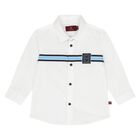 Younger Boys White Logo Shirt, 1, hi-res