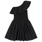 Girls Black Ruffled Dress, 1, hi-res