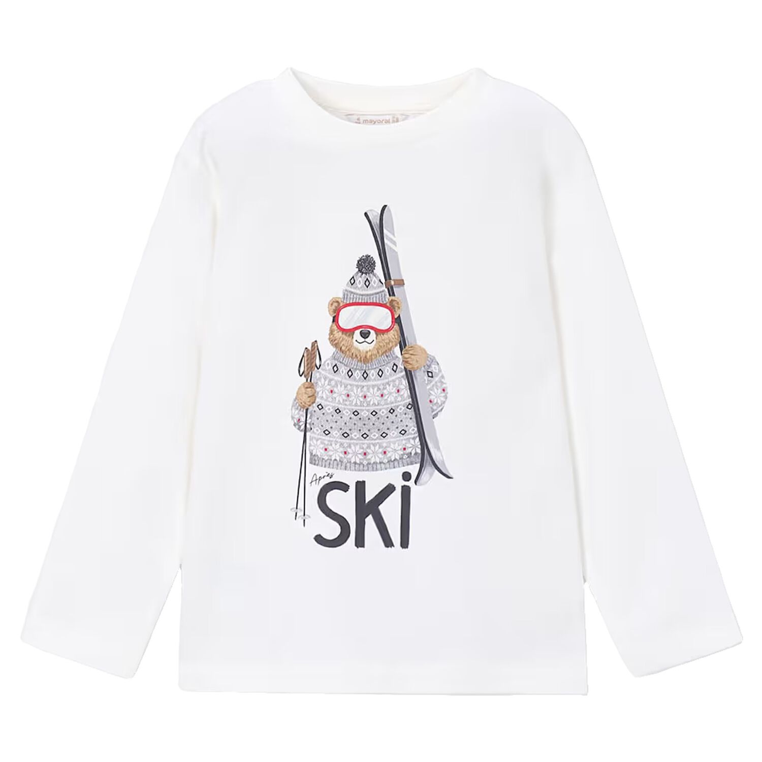 Boys Ivory Bear Long Sleeve Top, 1, hi-res