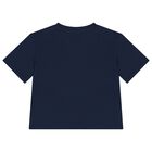 Girls Navy Blue Logo T-Shirt, 3, hi-res