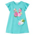 فستان بنات بطبعة باللون الأزرق الأكوا, 2, hi-res