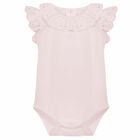 Baby Girls Pink Embroidered Bodysuit, 1, hi-res
