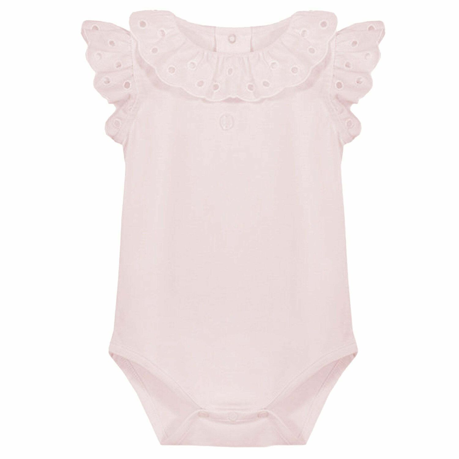 Baby Girls Pink Embroidered Bodysuit, 1, hi-res