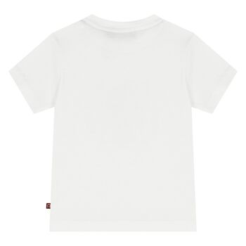 Younger Boys White & Gold Logo T-Shirt