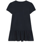 Girls Navy Blue Logo Bag Dress, 3, hi-res
