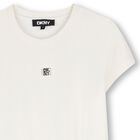 Girls Ivory & White Logo Dress, 1, hi-res