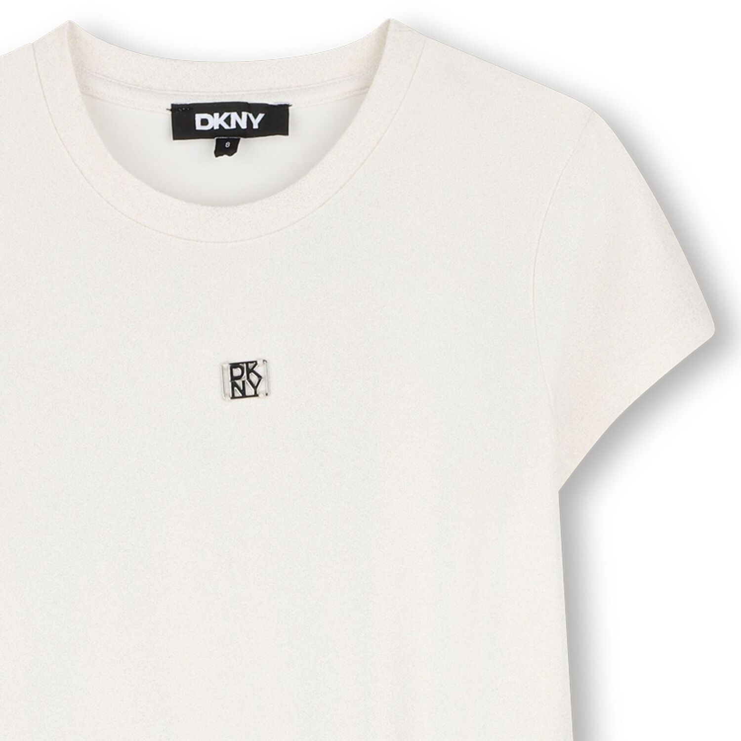 Girls Ivory & White Logo Dress, 1, hi-res