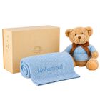 Boys Blue Personalised Teddy Baby Gift Set, 2, hi-res