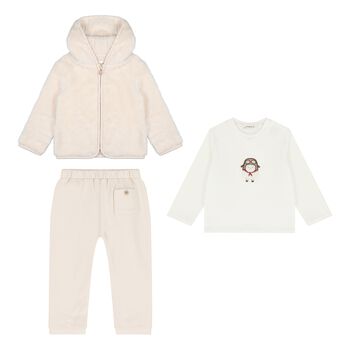 Baby Boys Beige & White Sheep Tracksuit ( 3 Piece )