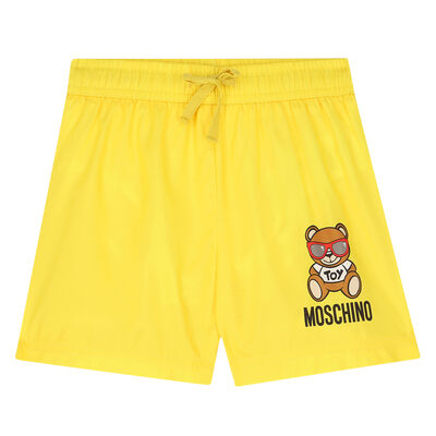 Boys Yellow Teddy Logo Swim Shorts