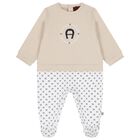 Baby Boys Beige & White Logo Babygrow, 1, hi-res